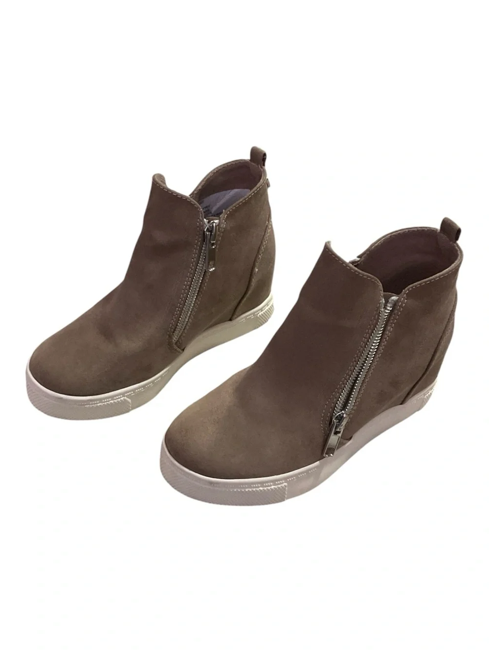 Steve Madden Kids Caliber Taupe Suede Wedge Sneakers - Size 1 (Big Kid)